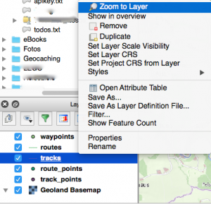 Zoom to layer to display map and track.