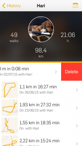 Here you can delete single walks.