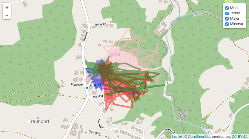 Cat tracking data collected with my Tractive GPS Pet Tracker