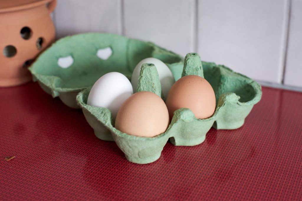Eier von glücklichen Hühnern.