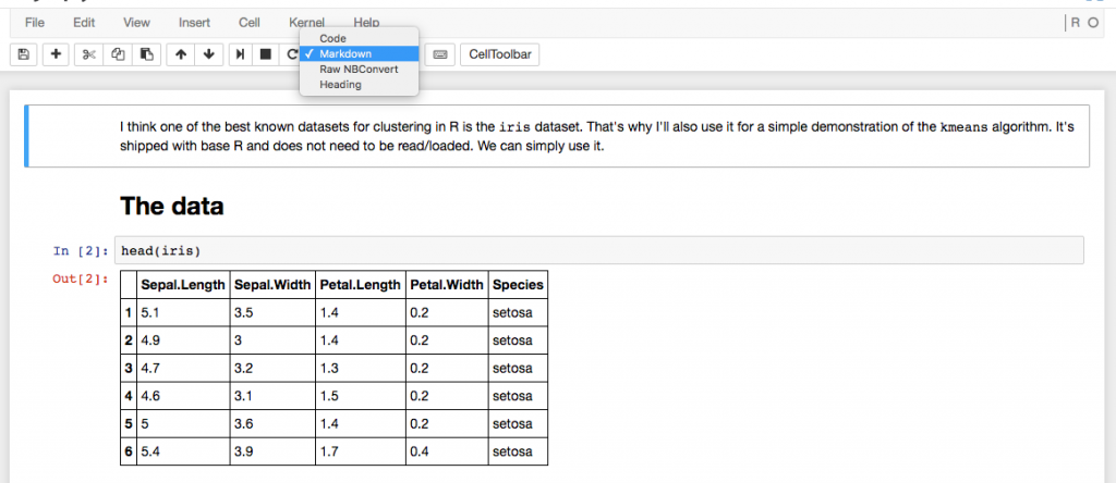 Overview over a Jupyter notebook.