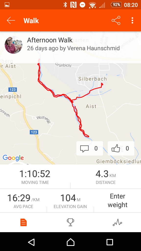 Karte in Strava