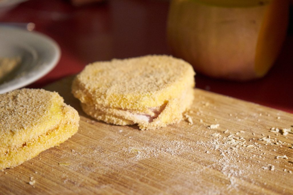 Panierte Kürbisschnitzel.