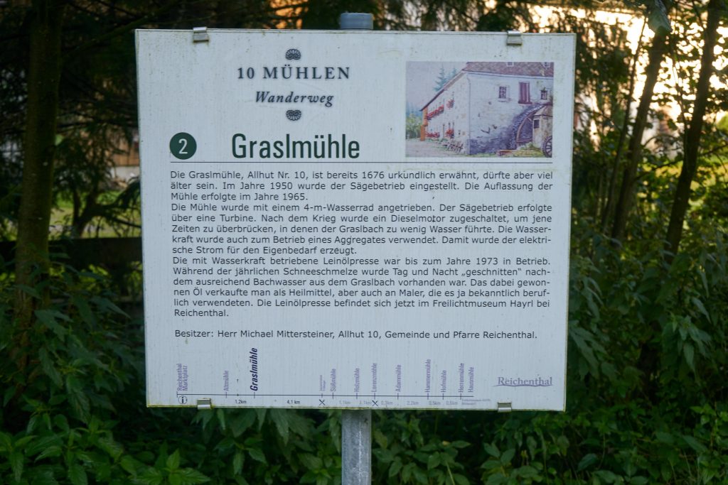 Beschilderung des 10-Mühlenwanderweg - Graslmühle