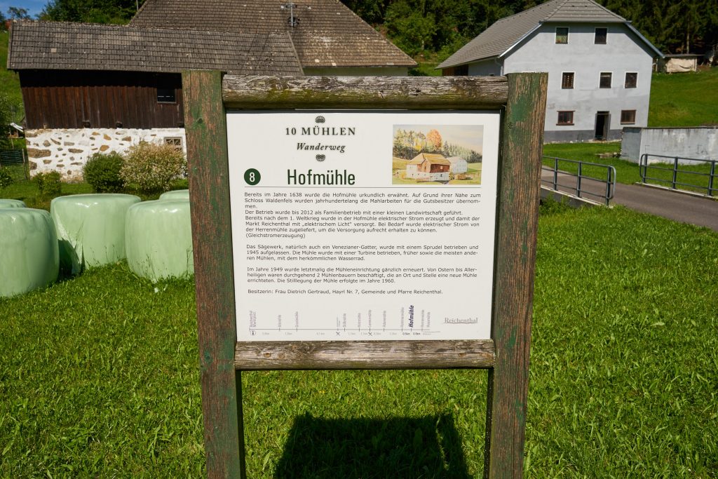 Beschilderung des 10-Mühlenwanderweg - Hofmühle