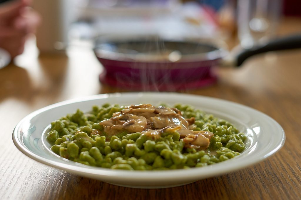 Eine Portion Spinatspätzle (vegan!)