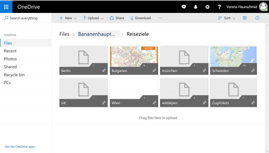 Screenshot von unserem gemeinsamen Urlaubs-OneDrive Ordner.