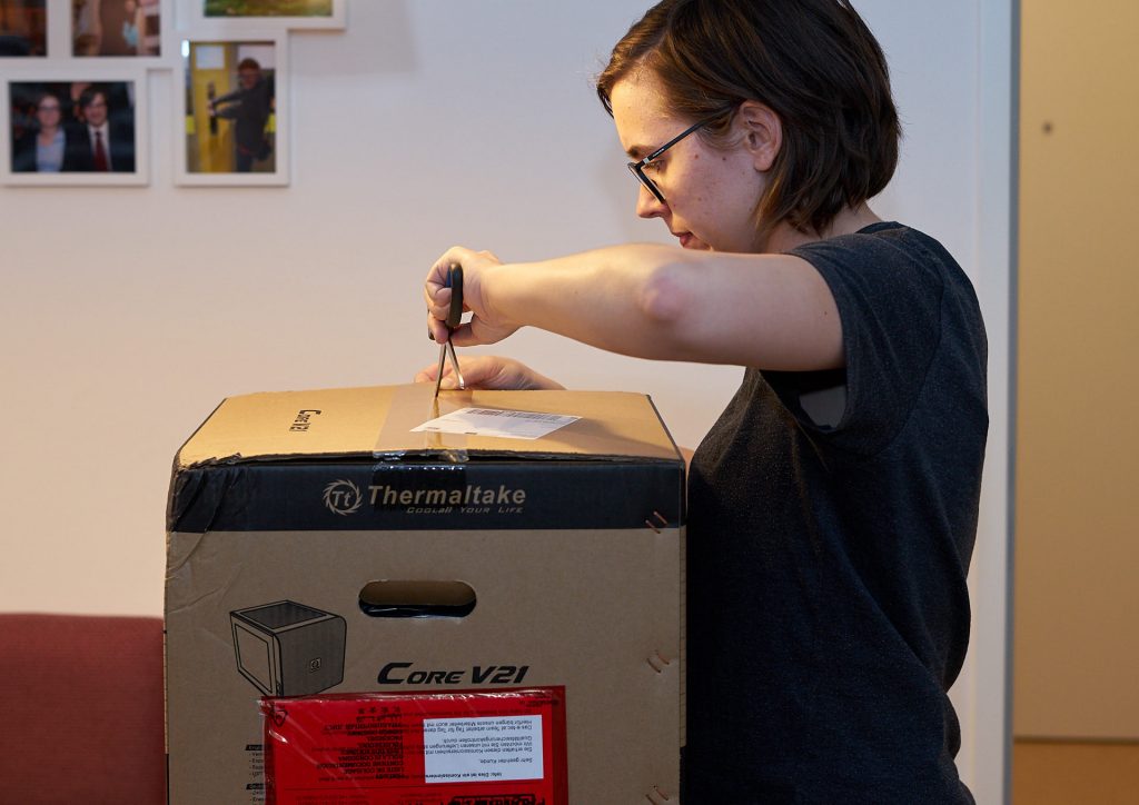 Me unpacking my new Thermaltake case