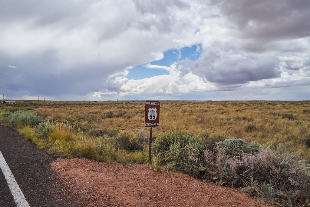 Ein Schild der historischen Route 66.