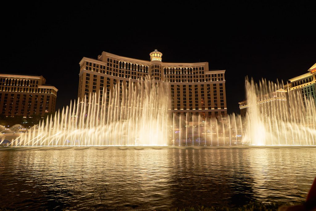 Fontänenshow beim Bellagio.