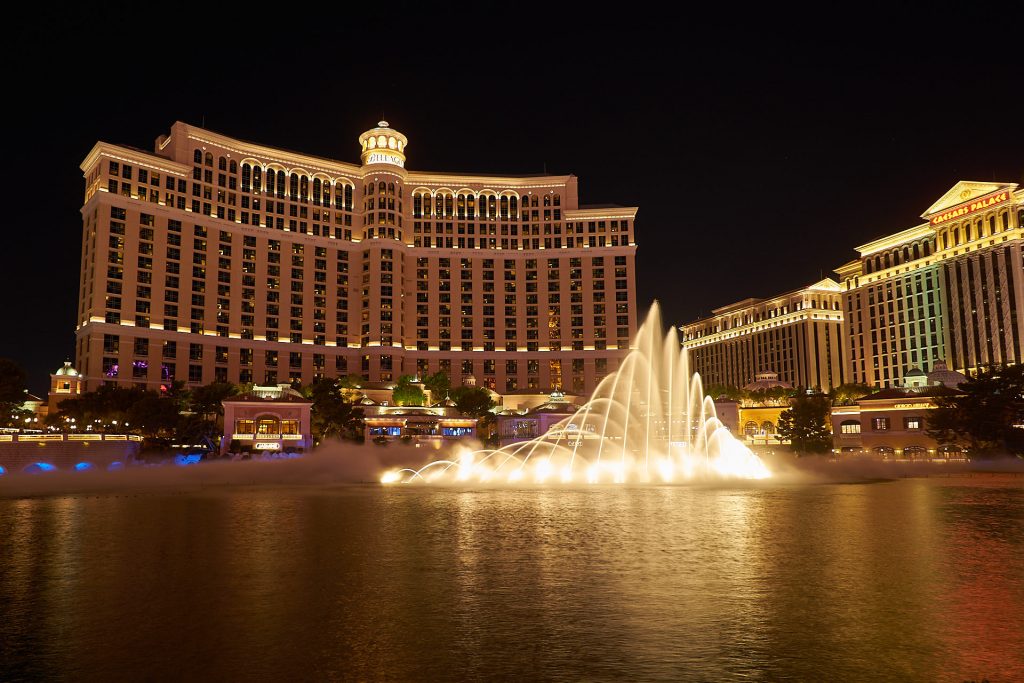 Fontänenshow beim Bellagio.